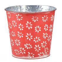 položky Kvetináč červený biely mini kvetináč kvetinový kovový Ø10,5cm V10,5cm