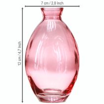 položky Váza s cibuľovitým tvarom, mini vázy, tónované ružové sklo, Ø7 cm, V12 cm, 6 kusov