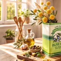 položky Váza na olivový olej, keramická, ideálna na dekoráciu kuchyne a stredomorského stola, 18 cm