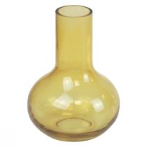 položky Váza žltá sklenená váza baňatá kvetina váza sklenená Ø10,5cm V15cm