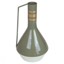 položky Vintage dekoratívny kovový džbán s uchom v sivej a zlatej farbe, Ø18 cm V33 cm, ideálny na sušené kvety a umelé rastliny