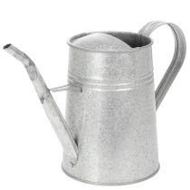 položky Pozinkovaná ozdobná krhlica na polievanie, kovová, sivá, vintage vzhľad, 1,7 l, V 23 cm, na štýlové kvetinové dekorácie a kvetináče