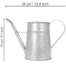 položky Pozinkovaná ozdobná krhlica na polievanie, kovová, sivá, vintage vzhľad, 1,7 l, V 23 cm, na štýlové kvetinové dekorácie a kvetináče