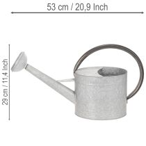 položky Vintage kovová krhlica na polievanie, striebornošedá, štýlová záhradná dekorácia, váza na kvety, D53 cm V29 cm