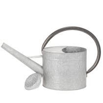 položky Vintage kovová krhlica na polievanie, striebornošedá, štýlová záhradná dekorácia, váza na kvety, D53 cm V29 cm