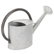 položky Vintage kovová krhlica na polievanie, striebornošedá, štýlová záhradná dekorácia, váza na kvety, D53 cm V29 cm