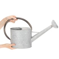 položky Vintage kovová krhlica na polievanie, striebornošedá, štýlová záhradná dekorácia, váza na kvety, D53 cm V29 cm
