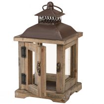 Článok Vintage lampáš tmavohnedý drevený lampáš 15×15cm V26cm