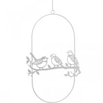 položky Deko okenná dekorácia vtáčik pružina, kov biely V37,5cm 2ks