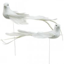 Biele holubice, svadobné, ozdobné holubice, vtáčiky na drôte V6cm 6ks