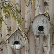 položky Dekoračná búdka pre vtáčiky Drevená záhradná dekorácia Prírodná biela praná V22cm Š21cm