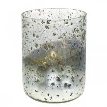 položky Sklenená sviečková dvojfarebná sklenená váza lampáš číry, strieborný V14cm Ø10cm