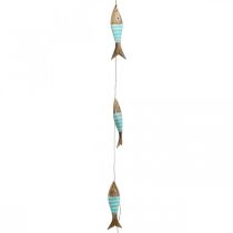 položky Námorný dekoračný vešiak drevená ryba na zavesenie tyrkysová L123cm