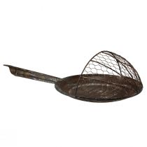 položky Dekorácia na stenu kovový ozdobný košík hrdza ozdobná panvica hnedá V58cm