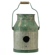 položky Dekoračná búdka pre vtáčiky kovová nástenná džbán na mlieko vtáčia búdka V26cm
