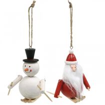 položky Drevené vianočné ozdoby na stromček Santa Claus a snehuliak 11cm sada 2 ks