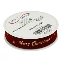 položky Darčeková stuha Vianočná stuha červená zamatová stuha 25mm 20m