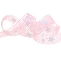 položky Vianočná stuha organza s motívom hviezd 15mm 20m