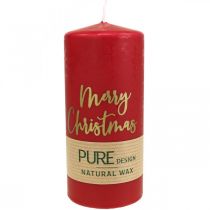 položky PURE stĺpové sviečky Merry Christmas 130/60mm voskové červené 4ks