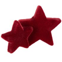 položky Vianočné ozdoby, hviezdy, bordó vločkové, stolová dekorácia, 4-5 cm, 40 kusov