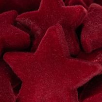 položky Vianočné ozdoby, hviezdy, bordó vločkové, stolová dekorácia, 4-5 cm, 40 kusov