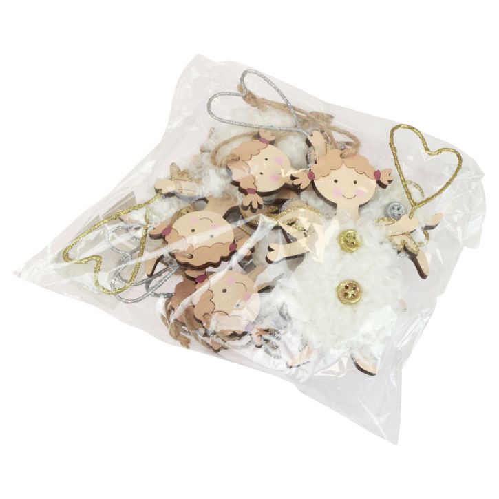 položky Vianočný anjel so srdiečkom Vianočné ozdoby na stromček drevo 14,5cm 8 ks