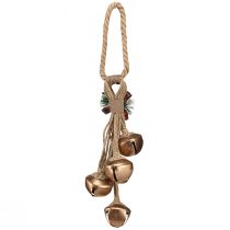 položky Veľké zlaté vianočné zvončeky s mašľou a jedľovými vetvičkami, slávnostná dekorácia na dvere a izbu, 51 cm