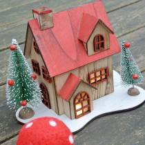položky Vianočný domček s LED osvetlením príroda, červené drevo 20×15×15cm