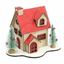 položky Vianočný domček s LED osvetlením príroda, červené drevo 20×15×15cm