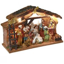 položky Vianočný betlehem s figúrkami a LED ručne maľovaný 23×14cm