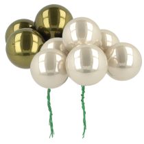 položky Vianočné gule zo skla, zrkadlové bobule, olivovo-strieborné, Ø40mm, 32 ks