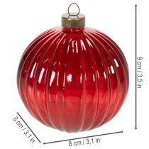 Článok Vianočné gule, sklenené, červené, 8 cm, 12 kusov