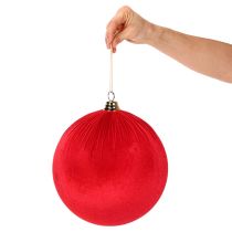 Článok Červená zamatová vianočná guľa, veľká dekoratívna guľa na zavesenie, 25 cm, 2 kusy