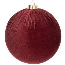 Článok Vianočná guľa, červený zamatový vzhľad, na zavesenie, 15 cm, 3 kusy