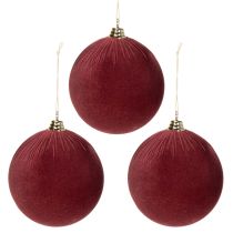 Článok Veľká červená zamatová vianočná guľa, 20 cm, 3 kusy