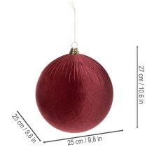 Článok Veľká červená zamatová vianočná ozdoba na zavesenie, 25 cm, 2 kusy