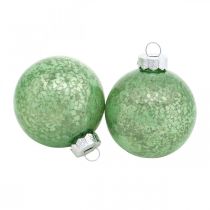 položky Vianočná guľa, ozdoby na stromček, sklenená guľa zelená mramorovaná V6,5cm Ø6cm pravé sklo 24ks