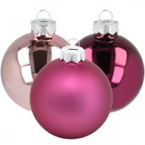 položky Vianočná guľa, ozdoby na stromček, gule na stromček fialová V6,5cm Ø6cm pravé sklo 24ks
