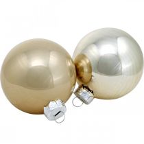 položky Vianočná guľa, ozdoby na stromček, sklenená guľa biela/perleť V6,5cm Ø6cm pravé sklo 24 kusov