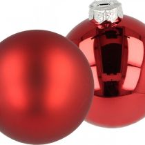 položky Vianočná guľa na stromček, ozdoby na stromček, Vianočná guľa červená V8,5cm Ø7,5cm pravé sklo 12 kusov