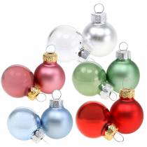 položky Mini vianočná guľa matná/lesklá triedená Ø2,5cm 24 kusov rôznych farieb