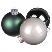 položky Vianočné gule zelené sivé sklenené gule na stromček Ø6cm 24 ks