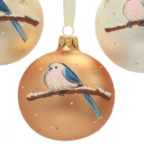položky Vianočné gule sklenené Vianočný stromček guľa vtáčik zimný Ø8cm 6ks