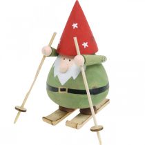 položky Gnome na lyžiach ozdobná figúrka drevená Vianočná figúrka škriatka V13cm