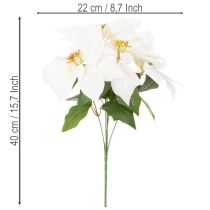 položky Umelá vianočná hviezda, biela, veľký kvet, dekoratívna rastlina, 40 cm