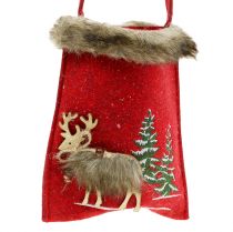 položky Vianočná taška červená s kožušinkou 15,5cm x 18cm 3ks