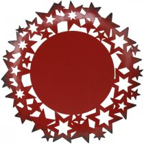 položky Vianočný tanier kovový ozdobný tanier s hviezdičkami červený Ø34cm