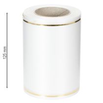 položky Biela stuha na veniec so zlatým okrajom na počítačovú potlač, saténová stuha, vodeodolná, 25m x 125mm