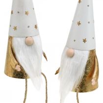 položky Gnome Vianočná dekoračná figúrka biela, zlatá Ø6,5cm V22cm 2 ks