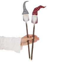Článok Dekoratívna figúrka škriatka s pruhovaným klobúkom na drevenej palici, 46 cm, 6 dielikov